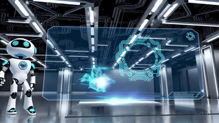 AI-powered technology solutions and digital transformation services illustration